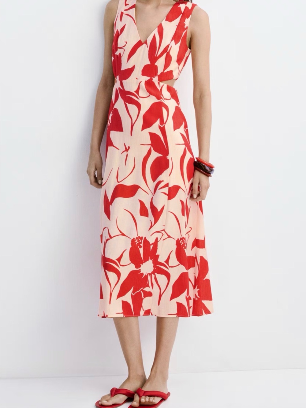 NWOT-Mango- Fliral print cut-out dress -Small ( Sz4)